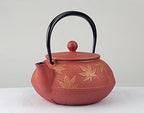Iwachu 45649 Teapot Type 5 Maple Gold/Red Brown 0.65L Inner Enamel Nambu Ironware - Image 3