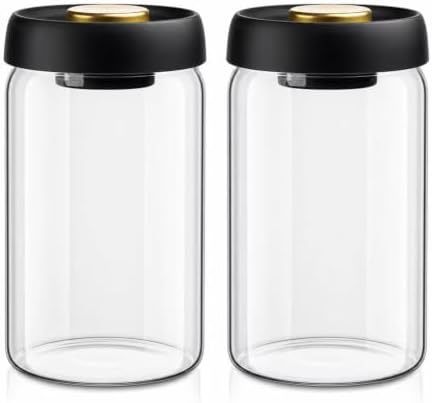 Vacuum Sealed Glass Storage Jar, 33.8oz Airtight Canister for Coffee Beans, Tea, Nuts, High Borosilicate Container by Unknown