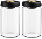 Vacuum Sealed Glass Storage Jar, 33.8oz Airtight Canister for Coffee Beans, Tea, Nuts, High Borosilicate Container by Unknown