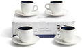 Bacimi® Cappuccino Cups and Saucers Set of 4 – 8.7oz Thick Barista Style Stoneware Cups - Blue Glaze Classic Italian Design - Ceramic Cups For Cappuccino, Latte, Tea – Dishwasher & Microwave Safe by Bacimi