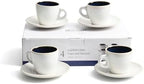 Bacimi® Cappuccino Cups and Saucers Set of 4 – 8.7oz Thick Barista Style Stoneware Cups - Blue Glaze Classic Italian Design - Ceramic Cups For Cappuccino, Latte, Tea – Dishwasher & Microwave Safe by Bacimi