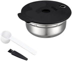 Reusable Pod,Silicone Cap Lid Stainless Steel Refill Coffee Capsule，Compatible With Bosch.,Compatible With Tassimo，with 60/180/ 200 /220ml(Steel 60ml,With tamper) by Unknown