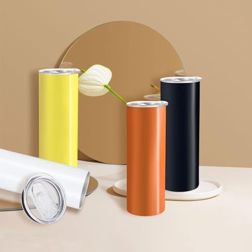 YOUKE OLA 32 Pack Skinny Tumblers 20oz Bulk Straight Stainless Steel Double Wall Vacuum Insulated Tumbler with Lid and Straw & Silicone Base for Travel, DIY, 16 Colors - Image 7