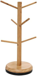 Coffee Mug Tree with 6 Hooks, Rotatable Freestanding Wooden Coffee Cup Holder for Kitchen Countertops, Wood Color, Space Saving Kitchen Organizer, Easy Access for Mugs and Cups by Unknown