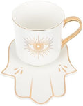 Halloween Season Evil Eye Tea Cup with Saucer, Ceramic Milk Mug by NAMOARLY