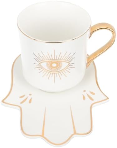 Halloween Season Evil Eye Tea Cup with Saucer, Ceramic Milk Mug by NAMOARLY