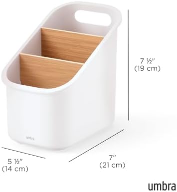 Umbra Bellwood Utensil Holder, Kitchen Storage Organizer, White/Natural - Image 3