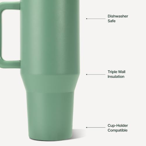 HydroJug Traveler 40oz, Insulated Tumbler with Handle & Straw, Sage - Image 3