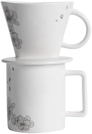 Ceramic Pour Over Coffee Maker Set, Includes Ceramic Coffee Dripper Brewer & 473ml Coffee Mug, For Coffee and Tea, Manual Single Cup Coffee Maker, Gift Idea by AXUYU