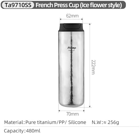 Titanium Water Bottle French Press Pot Milk Frother Coffee Cups Double Layer Thermal Insulation (lce flower) - Image 2