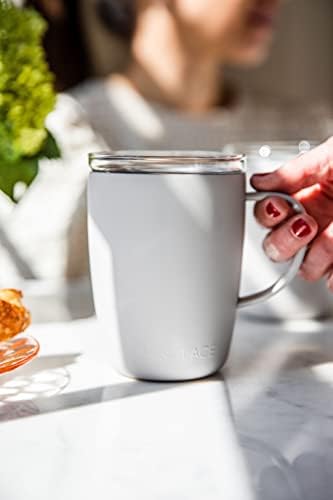 Vinglacé Stainless Steel Coffee Mug- Insulated Hot and Cold Beverage Cup with Glass Insert and Lid, 12 oz, Stone - Image 5