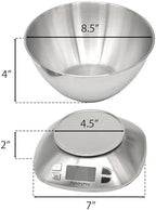 Stainless Steel Digital Kitchen Scale w. Bowl - for Food Coffee Lab - LCD Display gram Ounces lb:oz lb ml - 12 LBS/5.5 KG Capacity - Battery Included - Silver by The Display Guys - Image 4