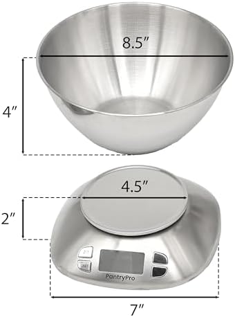Stainless Steel Digital Kitchen Scale w. Bowl - for Food Coffee Lab - LCD Display gram Ounces lb:oz lb ml - 12 LBS/5.5 KG Capacity - Battery Included - Silver by The Display Guys - Image 4
