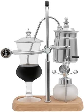 Belgian Balance Siphon Coffee Maker, Vintage Syphon Coffee Machines Vacuum Brewing System, Gold Royal Family Coffee Makers with handle for Home, Café shop (400ml/13.53oz) (Silver) by kangten