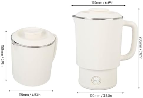 Travel Electric Kettle 600ml Capacity 600W Fast Heating Stainless Steel Portable Hot Water Boiler for Business Trip (US Plug 110V) - Image 2