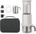 Portable Manual Espresso Coffee Maker, 2-in-1 Design,120 Ml Stainless Steel Cup, Milk Frother, with Traveling Bag, Lightweight and Compact for Camping and Travel (White) by Unknown