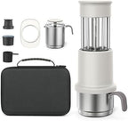 Portable Manual Espresso Coffee Maker, 2-in-1 Design,120 Ml Stainless Steel Cup, Milk Frother, with Traveling Bag, Lightweight and Compact for Camping and Travel (White) by Unknown