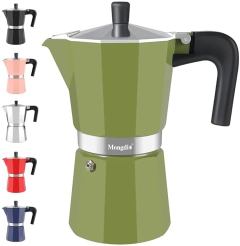 Mongdio Stovetop Espresso Maker Moka Pot, Stove Top Cuban Coffee Maker, Italian Greca Mocha Pot, 12 Espresso Cups, 20 oz - Green by Mongdio