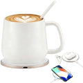 Smart Temperature Control Mug, 13 Oz Premium Ceramic Coffee Cup with 15W Wireless Charger, Charges Phones, Ceramic White by Unknown