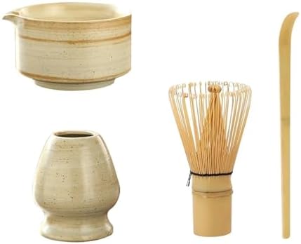 4PCS Matcha Tea Set Whisk Teaspoon Sets Indoor Beverage Shop Tea-making Tools Accessories(White) by Unknown
