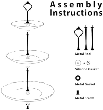 Sweejar 3 Tier Ceramic Cake Stand Wedding, Dessert Cupcake Stand for Tea Party Serving Platter (Fresh Flower) - Image 6