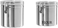 Oggi Stainless Steel Kitchen Canister 152oz + Oggi Jumbo 8" Stainless Steel Flour Clamp Canister by OGGI