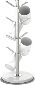 Silver Marble Mug Holder Tree with 2–8 Adjustable Hooks by ZYZWTG