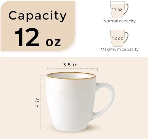 GBhome Ceramic Coffee Mugs Set of 4, 12oz Stoneware Coffee Mugs Set For Dad Mom Women MEN, Light Weight Ceramic Coffee Cups for Latte/Tea/Beer/Hot Cocoa, Dishwasher & Microwave Safe - Image 3