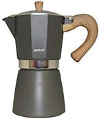 Gnali & Zani Venezia Espresso Maker, Grey, For 3 Cups, All Types Of Cookers Including Induction, Aluminium Espresso Maker, Handles Made of Soft Touch Plastic in Wood Look, Camping Coffee Maker by Gnali+%26+Zani