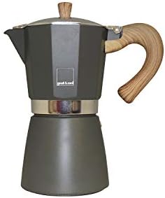 Gnali & Zani Venezia Espresso Maker, Grey, For 3 Cups, All Types Of Cookers Including Induction, Aluminium Espresso Maker, Handles Made of Soft Touch Plastic in Wood Look, Camping Coffee Maker by Gnali+%26+Zani