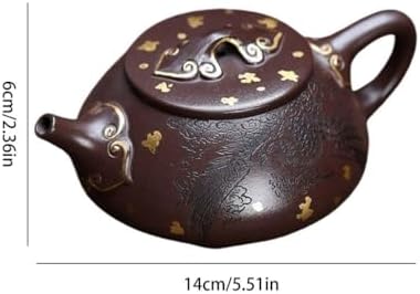 Kettle Teapot Vintage Engraved Fenglaiyi Gold-Painted Stone Scoop Teapot Office Tea Infuser Portable Water Teapot - Image 2