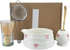 2/4/5pcs Matcha Whisk Set, Tea Includes Sets And Bowl With Spout(5pcs-Red bowknot) by Unknown