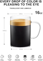LUXU Glass Coffee Mugs, 16 oz Ice coffee cups,Large Beer Mugs Set of 4 - Image 2