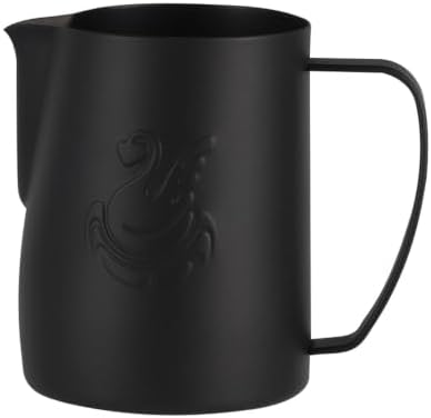 Milk Frother Cup Stainless Steel Espresso Coffee Making Cup Milk Jugs Latte Art Swan Frothing Pitcher Coffeeware(600ml,Black) by Unknown