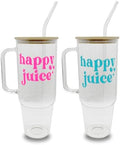 Sip-Sip Hooray! Happy Juice 40oz Glass Tumbler with Lid and Straw, Funny Cocktail Cup Gift for Her, Iced Coffee Cup by Sip-SipHooray