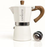 CAFECITO® Moka Pot Stovetop Espresso Maker with Anti-Splash Valve – Cuban Coffee Maker Cafetera Cubana | 6 Cup Greca Coffee Maker Crema Edition with Wood Handle | Classic Cafecito Brewing by CafecitoEspressoCoffee