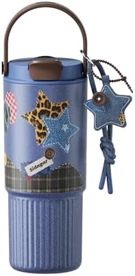 26 oz Insulated Stainless Steel Tumbler with Straw & Handle Cowboy by Sidagar