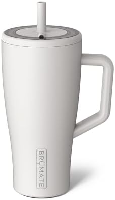 BrüMate Era 30 oz Tumbler with Handle and Straw | 100% Leakproof Insulated Water Bottle Tumbler with Lid and Flexible SoftSip Straw | Made of Stainless Steel | Cup Holder Friendly | 30oz (Dune) by Br%C3%BCMate