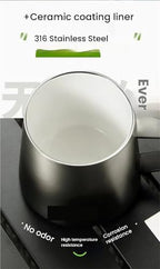 350ML Ceramic Mug Coffee Cups Inner Liner with Lid 316 Stainless Steel Office and Tea Cup Insulated(Silver gold) - Image 4
