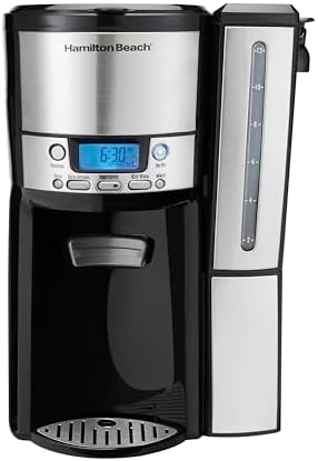 Hamilton Beach One Press Programmable Dispensing 12 Cup Coffee Maker with Internal Coffee Pot, Stays Warm and Fresh for Hours, 60 oz. Removable Reservoir, Black & Stainless Steel (47950) by HamiltonBeach