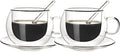 Glass Espresso Cups with Saucers and Spoons Set of 2, 8.45 Oz Double Wall Insulated Glass Coffee/Tea Cups Drinking Demitasse Mugs for Cappuccino Latte Tea and More Beverage (8.45 Oz) by PRTECY
