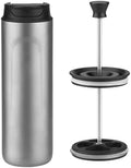 Portable Insulated French Press Coffee Maker, Double Wall Vacuum Sealed Camping Coffee and Tea Maker, Ice Flower Pattern Drink, Ideal for Outdoor Enthusiasts, 480ml (Sandblast) by Unknown