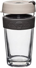KeepCup Longplay Reusable Coffee Cup, 16 oz Tempered Glass Travel Mug with Removable Tritan Sleeve and Splashproof Lid, Dishwasher Safe, Milk by KeepCup
