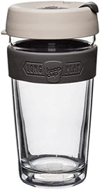 KeepCup Longplay Reusable Coffee Cup, 16 oz Tempered Glass Travel Mug with Removable Tritan Sleeve and Splashproof Lid, Dishwasher Safe, Milk by KeepCup