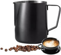 Milk Frother Cup 12oz/20oz Milk Frothing Pitcher Stainless Steel Milk Steaming Pitcher,Espresso Pitcher for Coffee Latte Art,Premium Barista Tools (Color : Black, Size : 600ml/20oz) by YCKEGEW