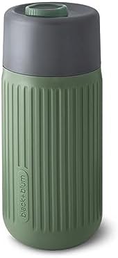 BLACK + BLUM Glass Travel Cup | Durable, Lightweight On-the-Go Tumbler, Lid Lock, Leak-proof - Perfect for Hot & Cold Drinks | Fits in Bike Bottle Cages & Car Cup Holders | Olive, 11 oz / 340ml by BlackBlum