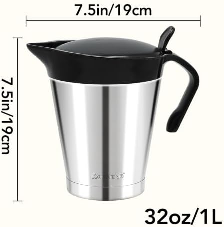 32oz Stainless Steel Gravy Boat Sauce Jug with Hinged Lid - Image 2