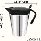 32oz Stainless Steel Gravy Boat Sauce Jug with Hinged Lid - Image 2
