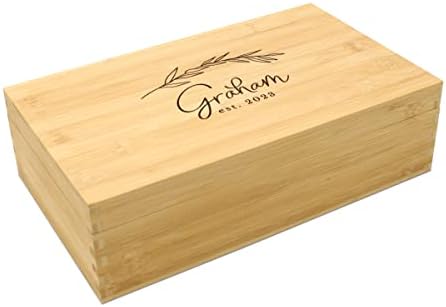 Personalized Tea Box, Bamboo Organizer, Branch Name by Hampton+Studios
