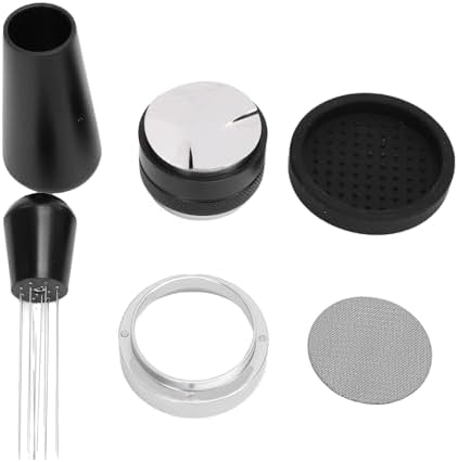 Luocute Espressos Accessories Kit, Coffee Distributor Tamper Leveler Tool Dosing Funnel Set, Double End Coffee Tamper Distributor Silicone Base Puck Screen Powder Dosing Rings Set (51mm) by Unknown